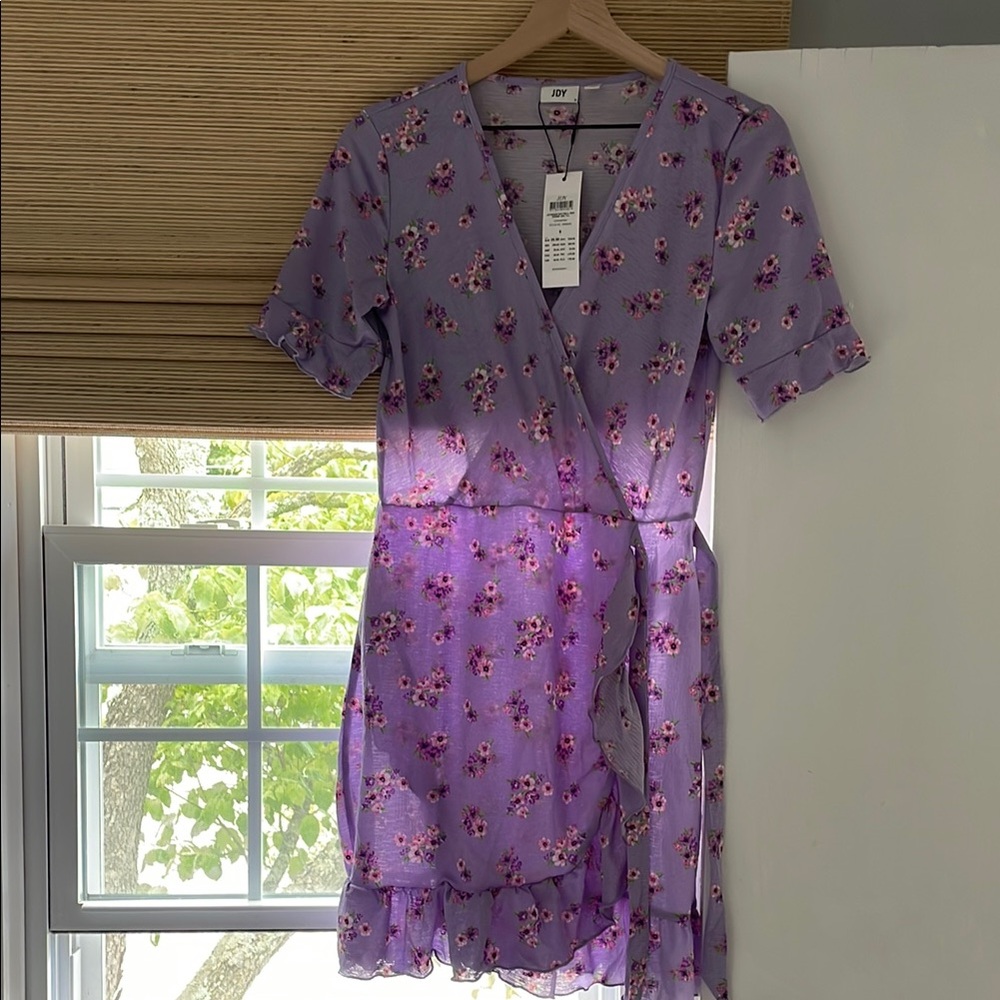 Purple Floral Wrap Dress